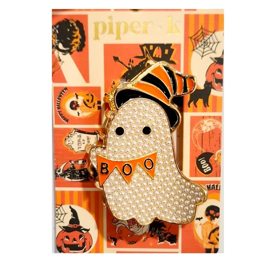 NWT ⚜️🖤⚜️ Piper K Adorable Ghost with BOO Banner Hair claw Clip